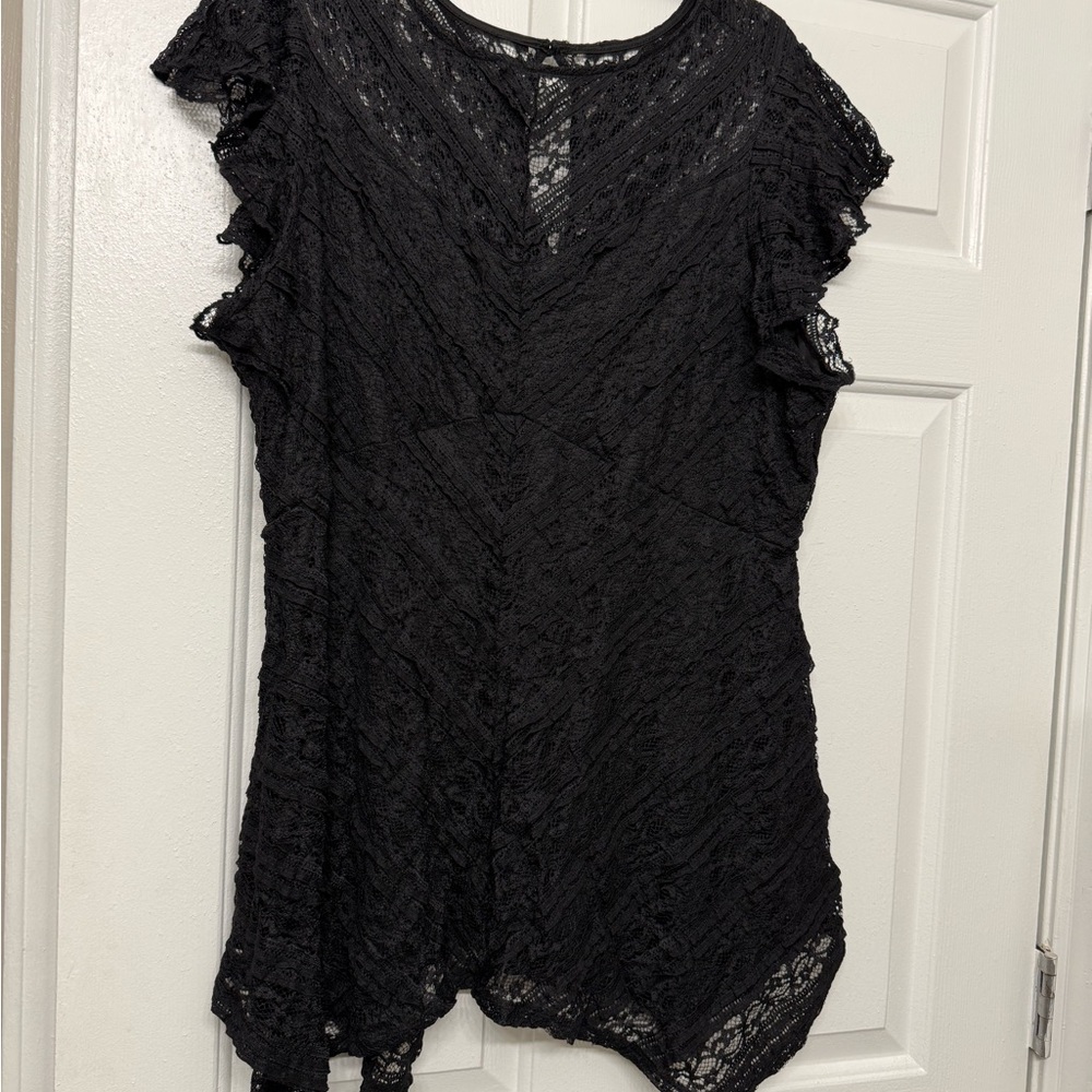 Torrid Black Lace Ruffle Blouse